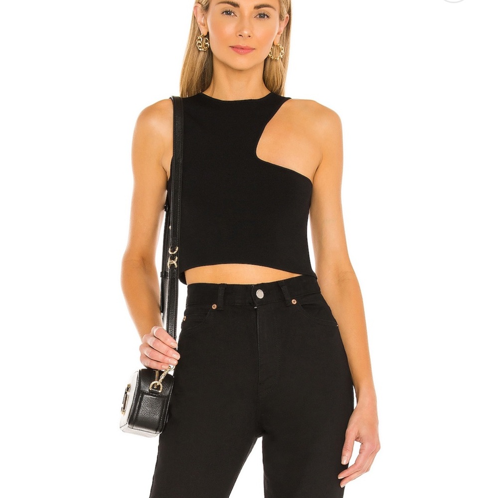 Superdown Asymmetric Black Crop Top